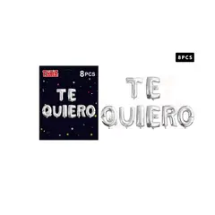 GENERICO - Set Globos Frase Te Quiero Plateado 8 Pcs
