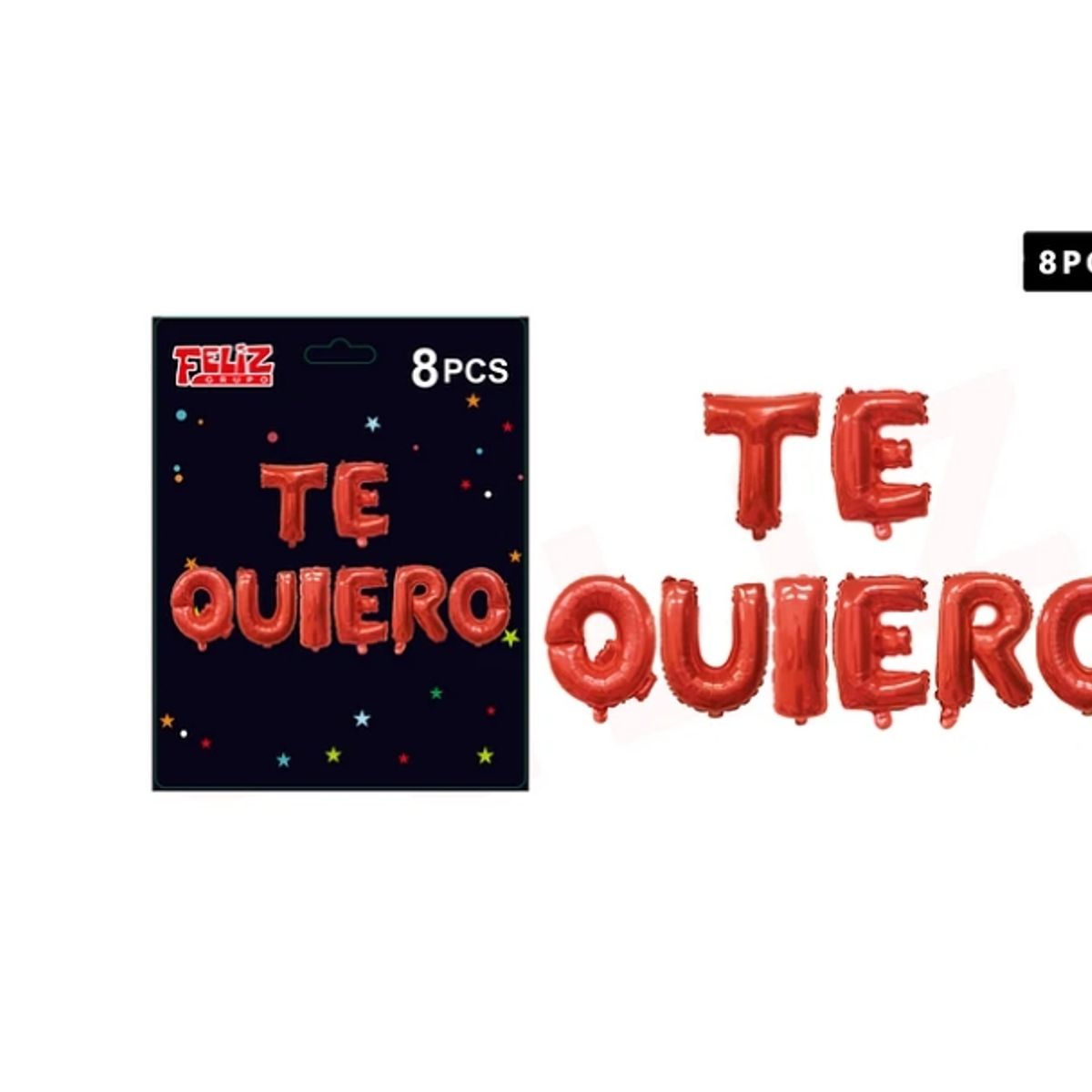 GENERICO - Set Globos Frase Te Quiero Rojo 8 Pcs