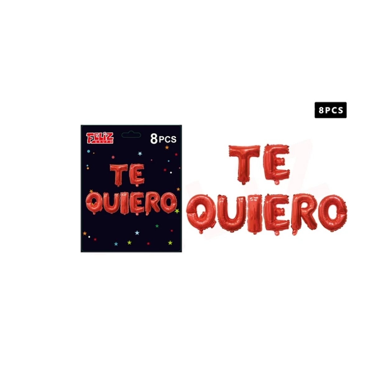 GENERICO - Set Globos Frase Te Quiero Rojo 8 Pcs