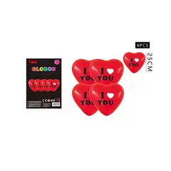 GENERICO - Set Globos I Love You 25 Cm 4 Pcs