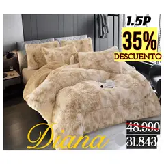 DIANA - COBERTOR PELUDO PLUMON QUITA FRIO DE INVIERNO beige JASPEADO 1.5 PLAZA