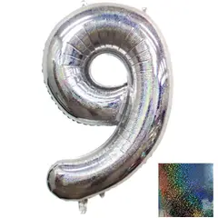 GENERICO - Globo Metal Numero Color Plateado 9