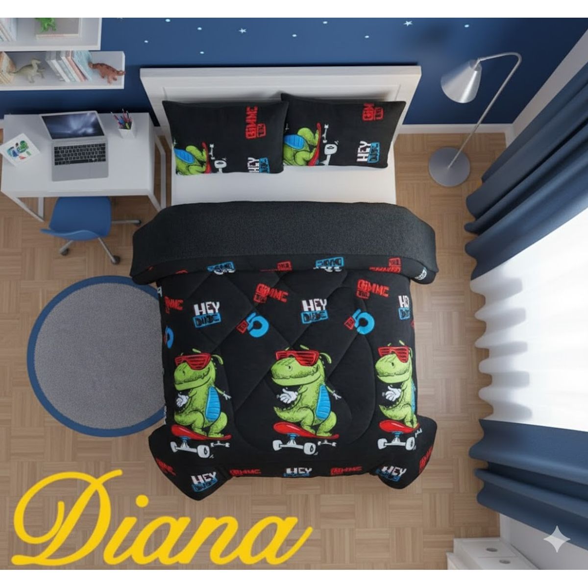 DIANA - COBERTOR DE INVIERNO 1.5 PLAZA PLUMON CON CHIPORRO DINO PATIN