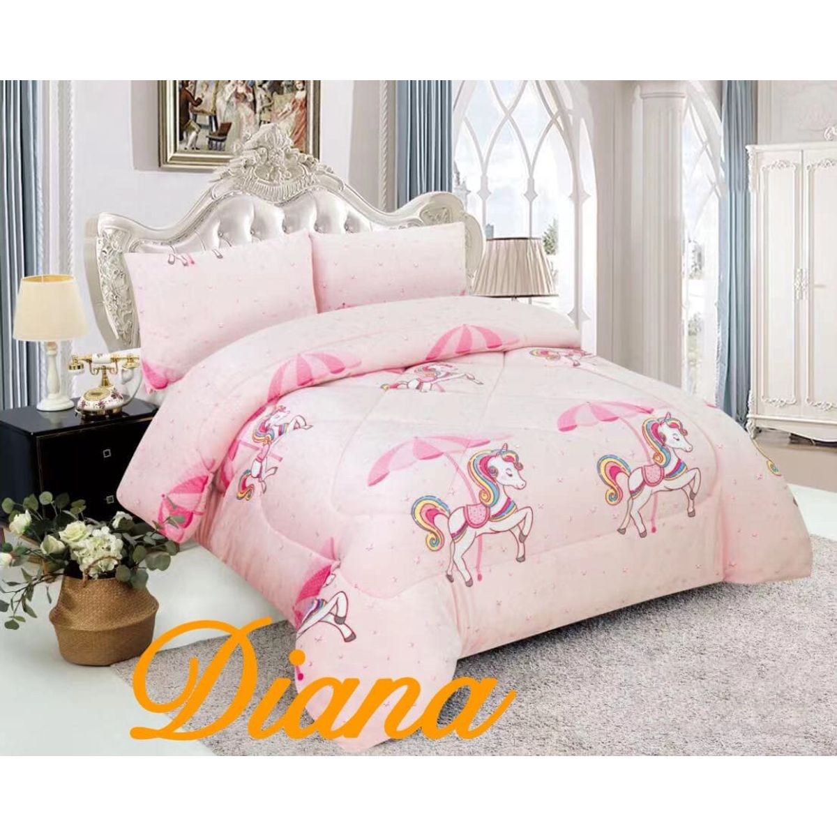 DIANA - COBERTOR DE INVIERNO 1.5 PLAZA PLUMON CON CHIPORRO LUNA UNICORNIO