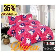 DIANA - COBERTOR DE INVIERNO 1.5 PLAZA PLUMON CON CHIPORRO GATITA FUCSIA