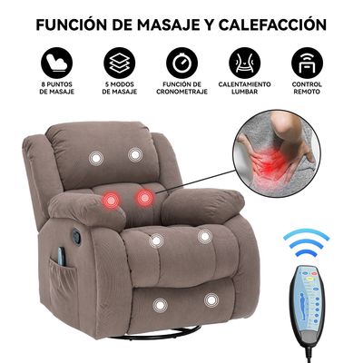 Imagen 2 del producto Berger Reclinable con Masajes Y Calefacción Tela Café