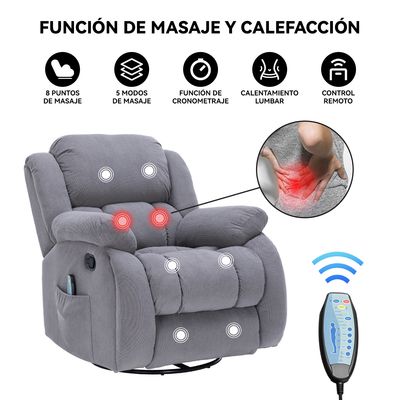 Imagen 2 del producto Berger Reclinable con Masajes Y Calefacción Tela Gris