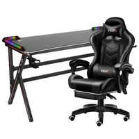 Set Silla Gamer Con Reposapiés y Escritorio Gamer K-RGB 140cm Negro