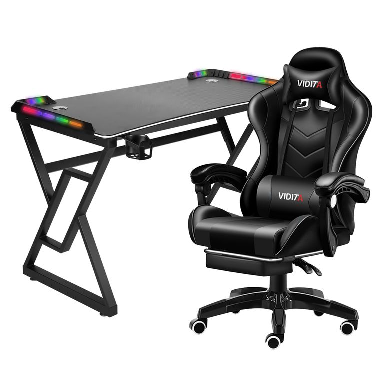 Set Silla Gamer Con Reposapiés y Escritorio Gamer X-RGB 120cm Negro ...