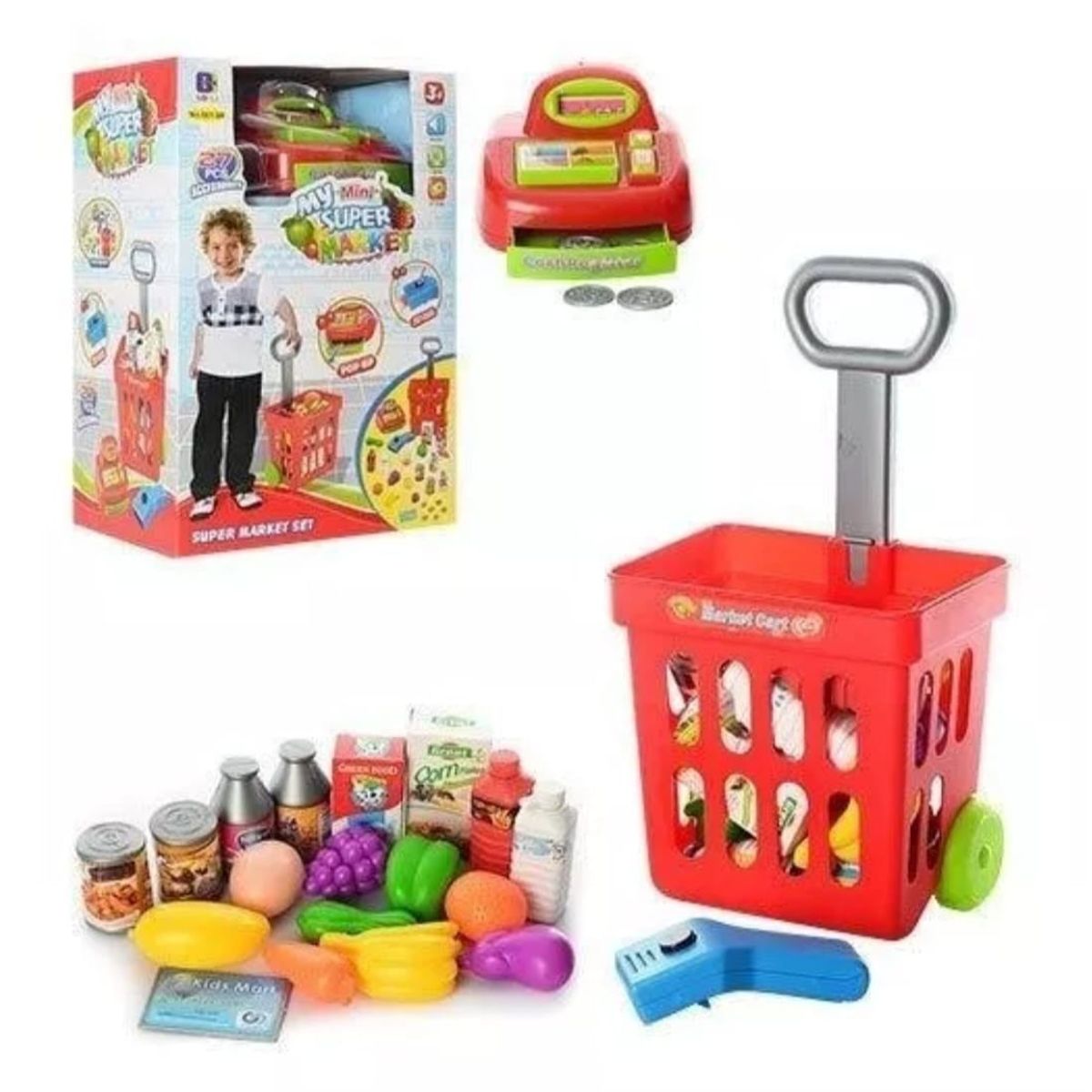 GENERICO - Caja Registradora Mini Carrito De Supermercado Juegos Niños