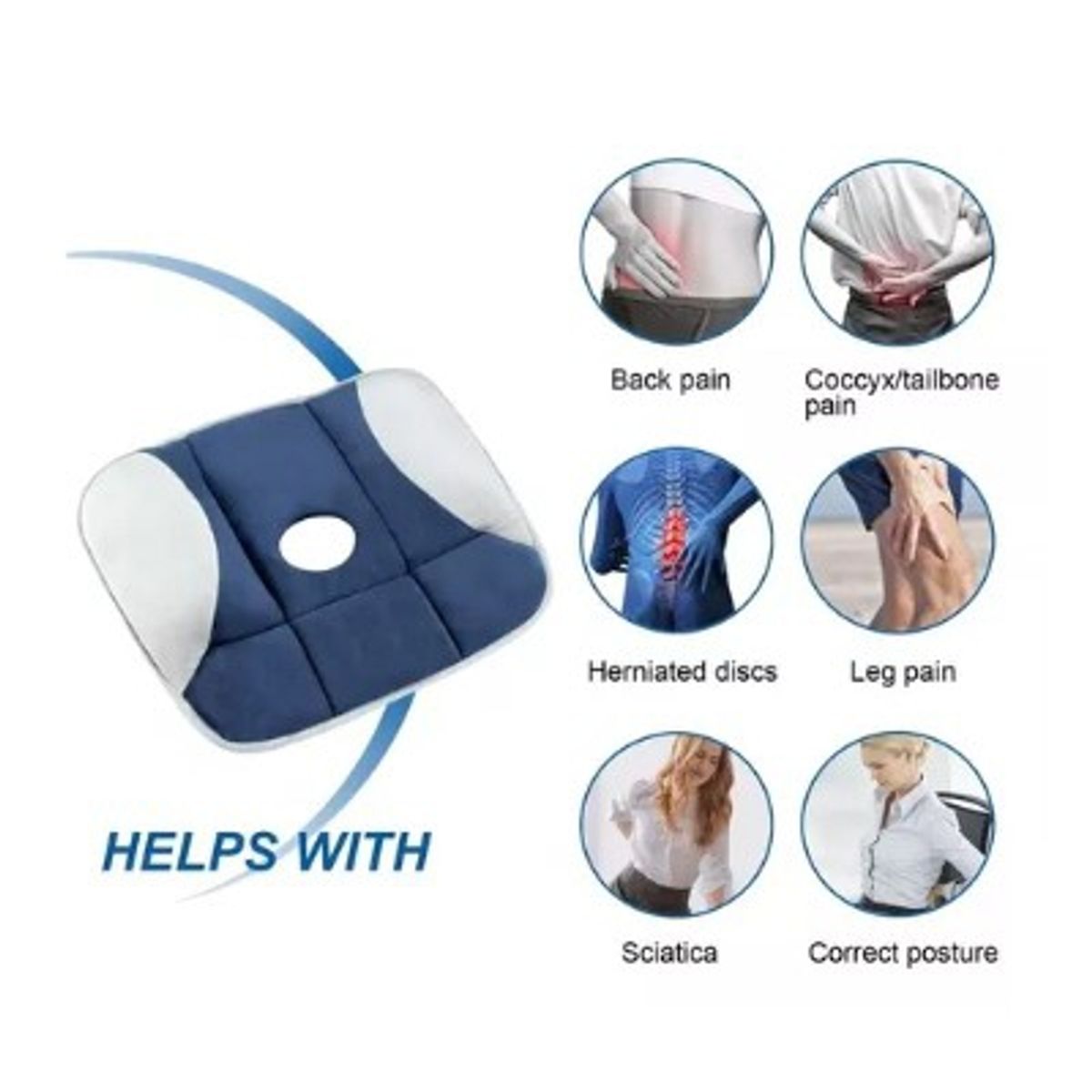 GENERICO - Almohada Cojín Ortopédico Para Silla Asiento Espalda Columna