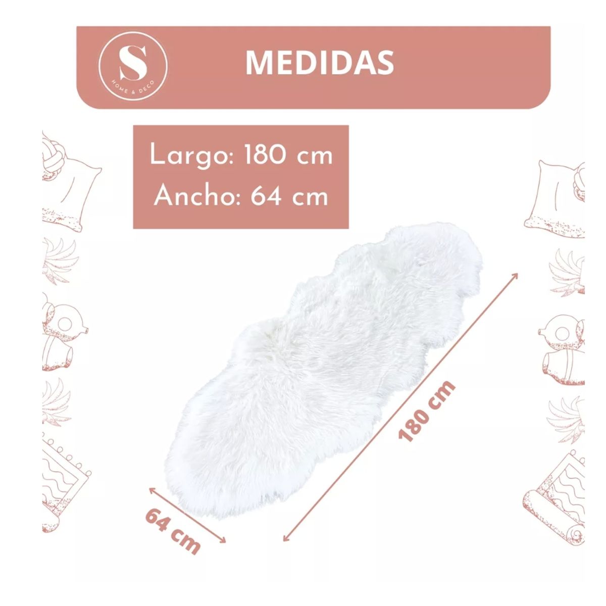 GENERICO - Bajada De Cama Alfombra Peluda Oveja Larga 180x64cm
