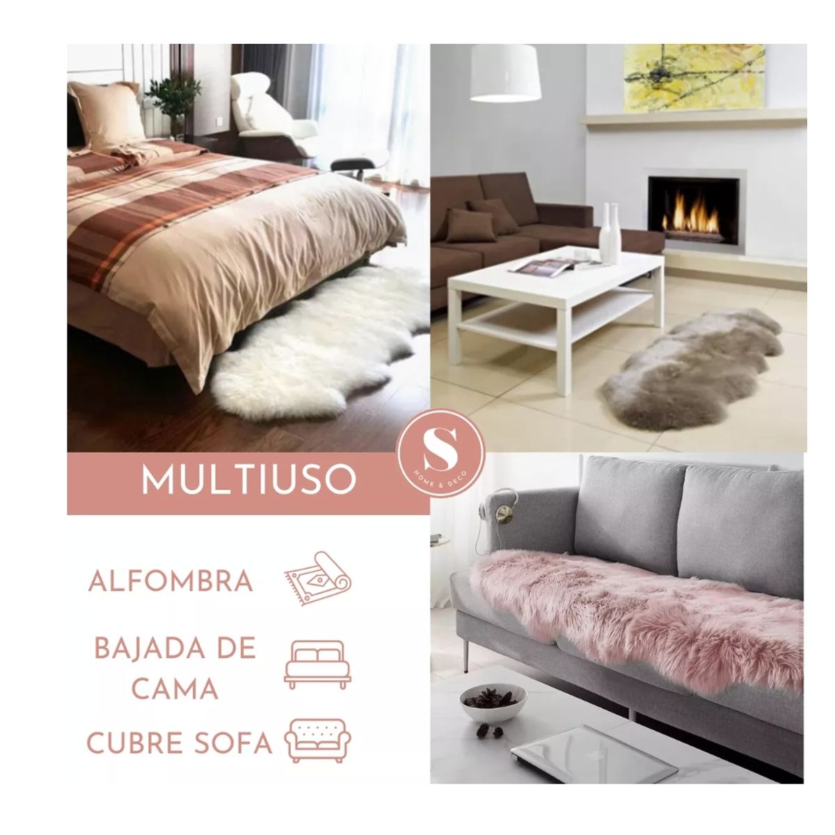 GENERICO - Bajada De Cama Alfombra Peluda Oveja Larga 180x64cm