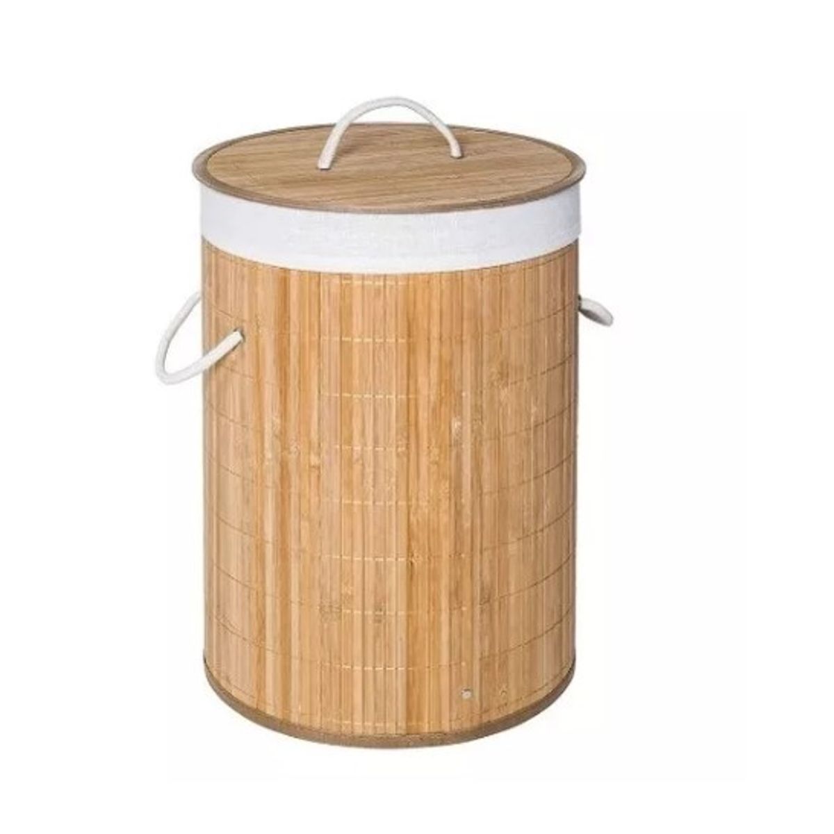 GENERICO - Canasto Ropa Bambú Redondo Con Forro