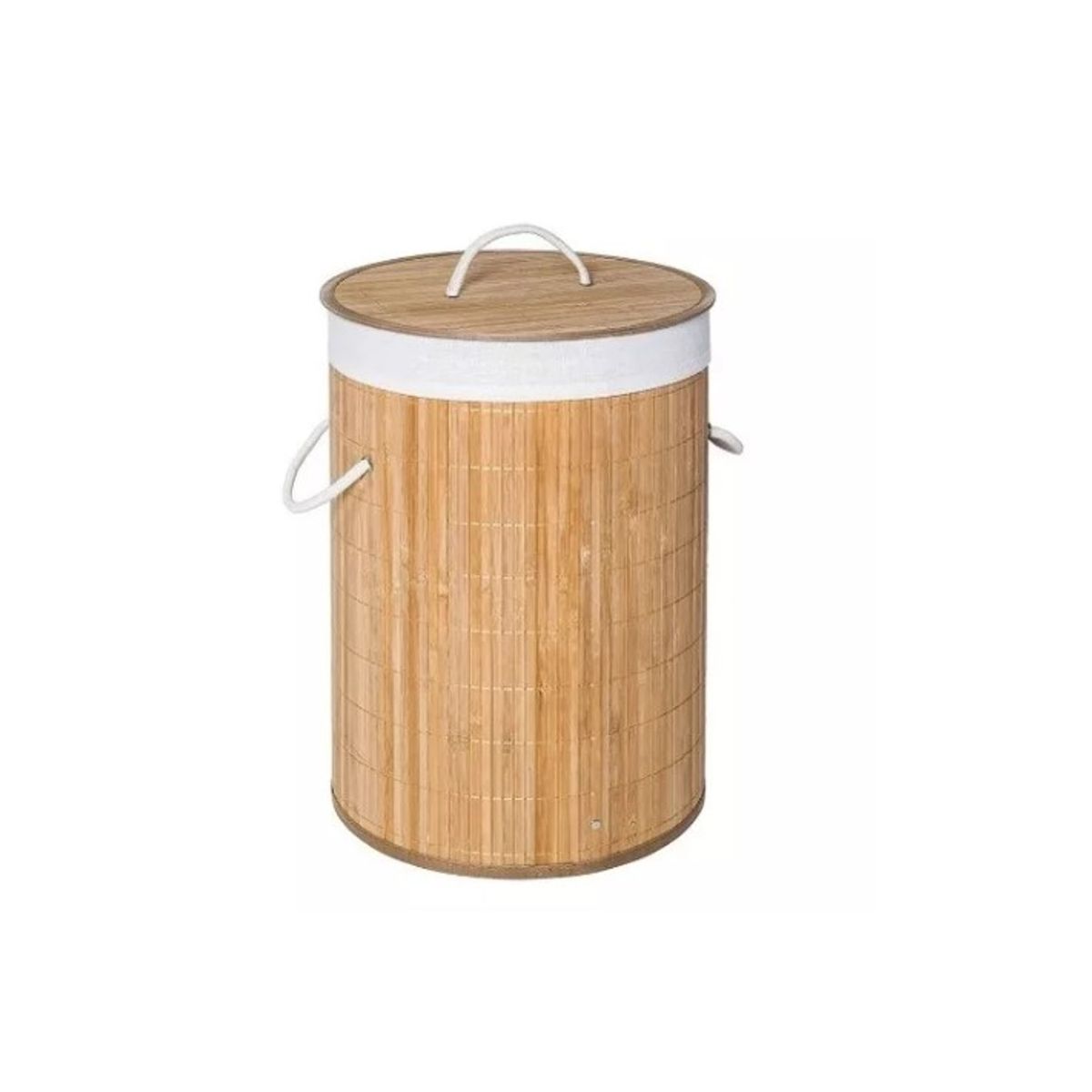 GENERICO - Canasto Ropa Bambú Redondo Con Forro