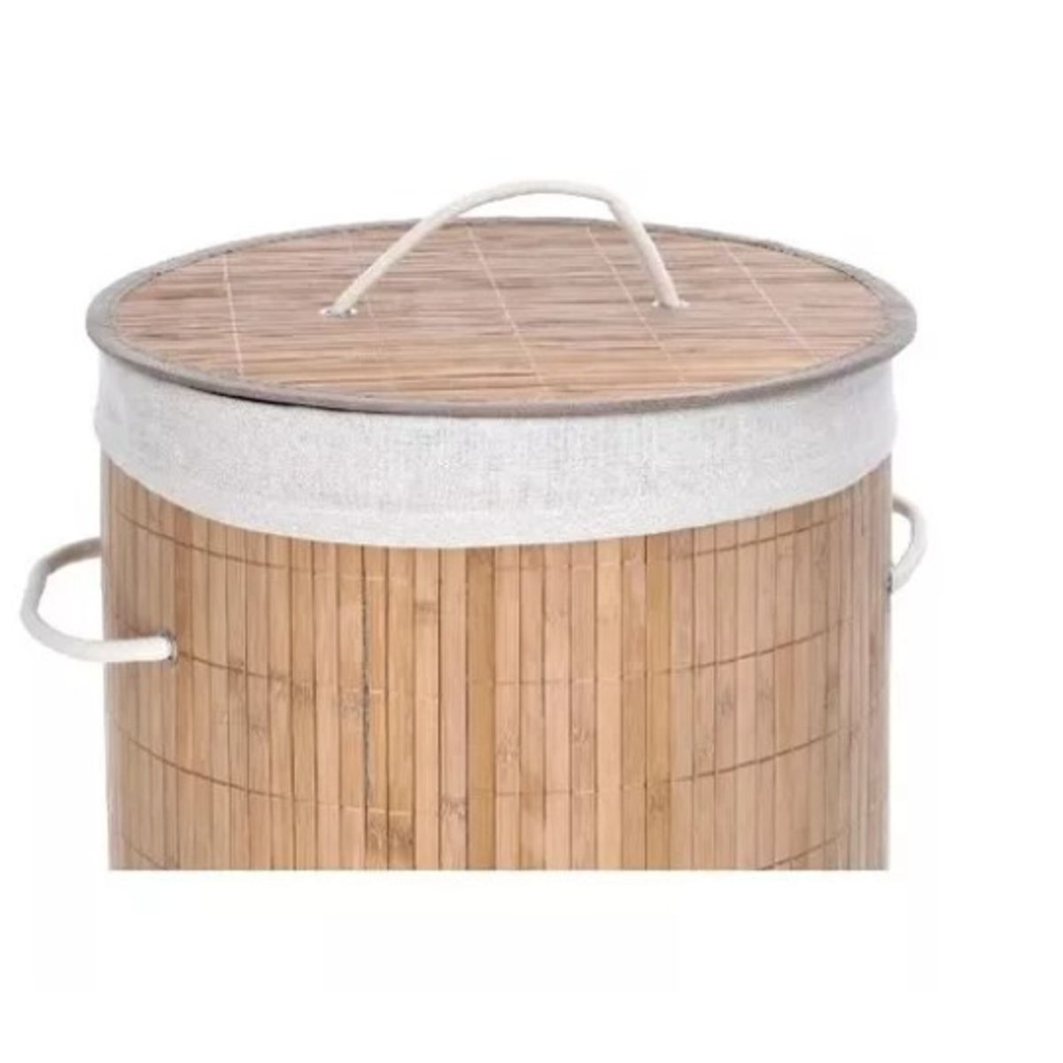 GENERICO - Canasto Ropa Bambú Redondo Con Forro