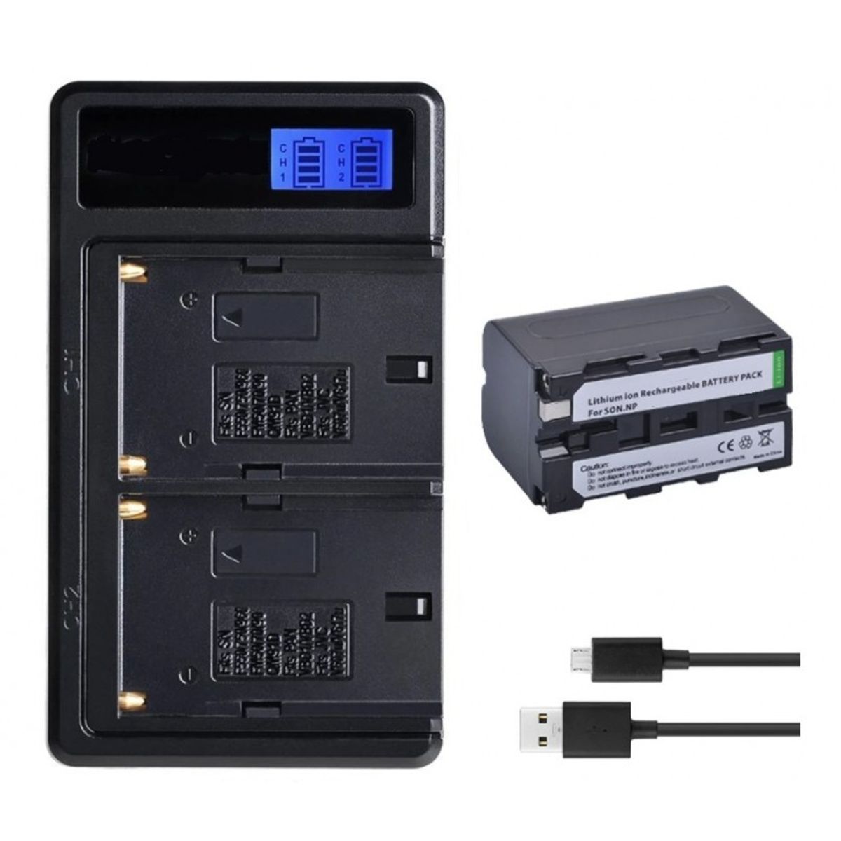 GENERICO - BATERÍA NP-F970  NP-F960 + CARGADOR DOBLE BC-VM10 SONY ALTERNATIVO