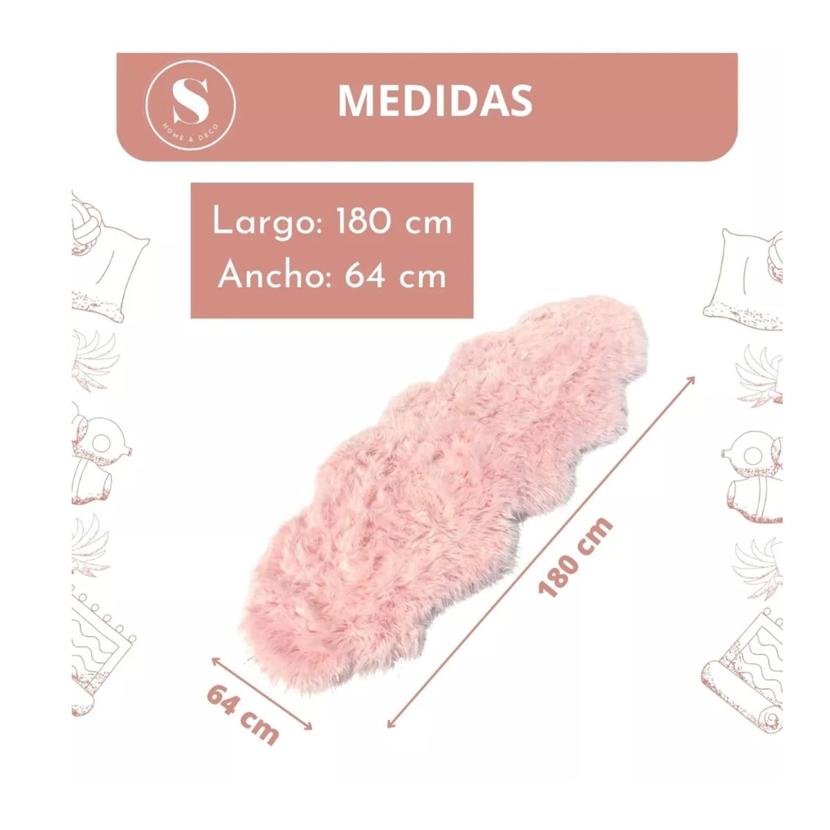 GENERICO - Bajada De Cama Alfombra Peluda Oveja Larga 180x64cm