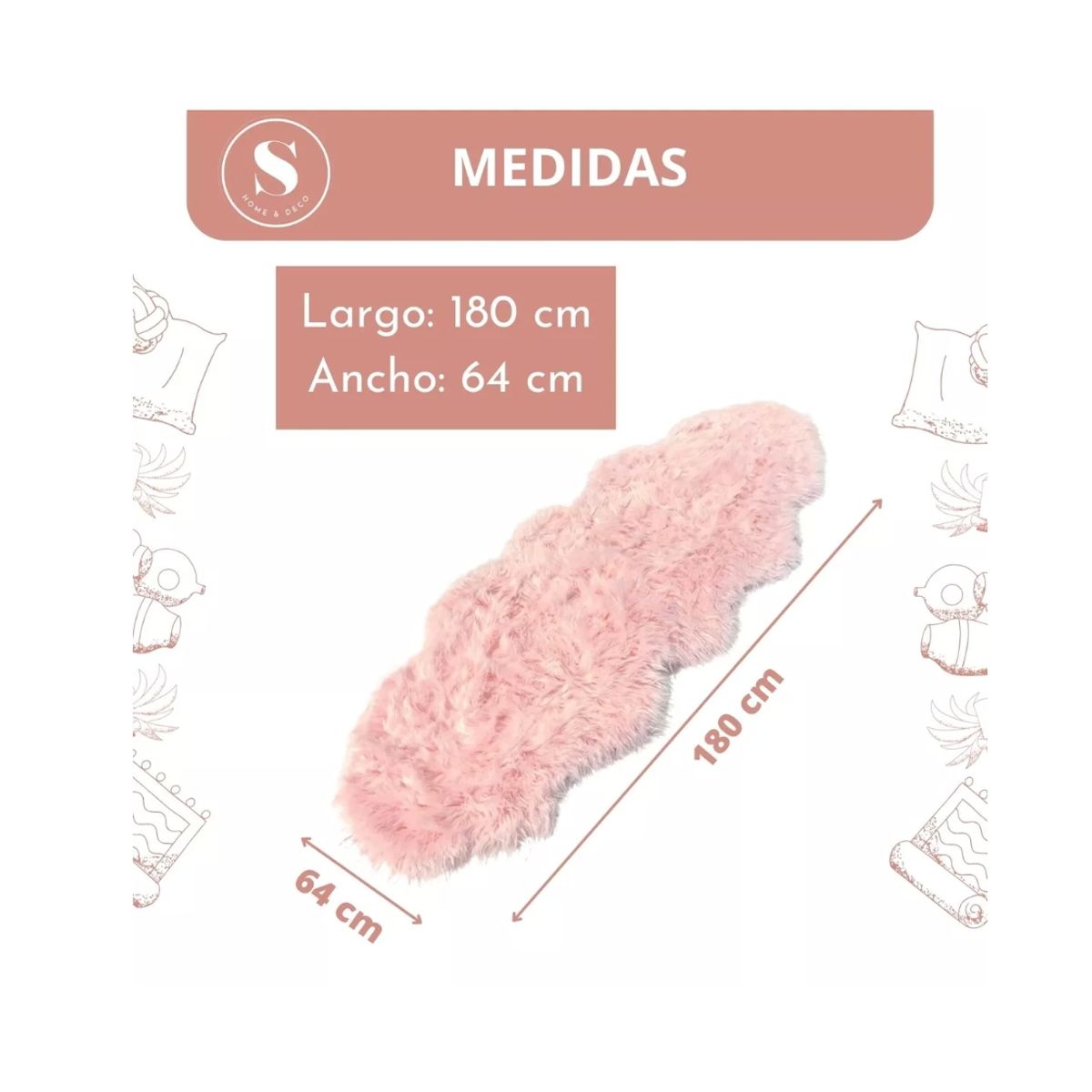 GENERICO - Bajada De Cama Alfombra Peluda Oveja Larga 180x64cm