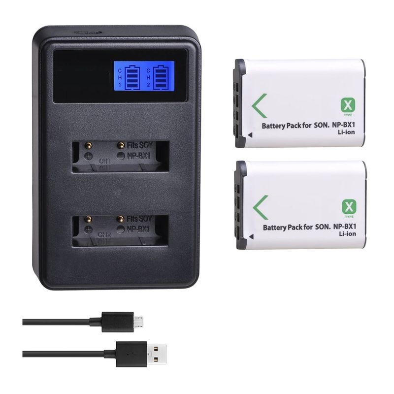 GENERICO - 2 BATERÍAS NP-BX1 + CARGADOR DOBLE BC-CSXB ALTERNATIVO SONY