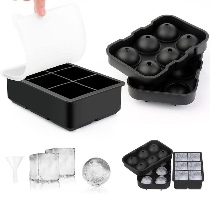 CASATUA - Cubetas Hielo Cubetera Molde Silicona Casatua - Cuadrado y Circular X2