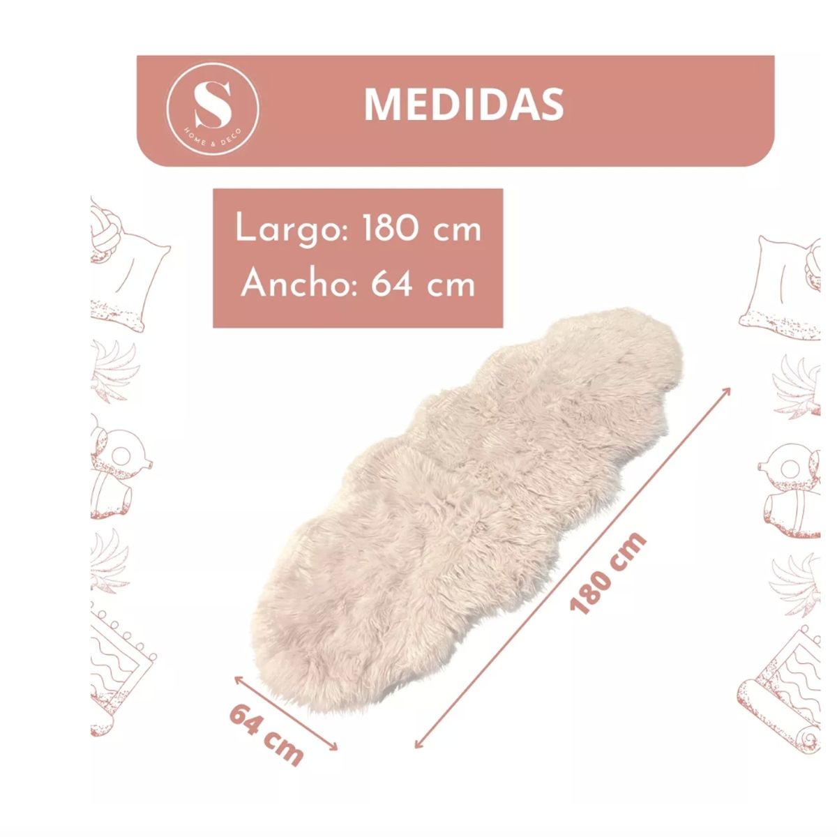 GENERICO - Bajada De Cama Alfombra Peluda Oveja Larga 180x64cm