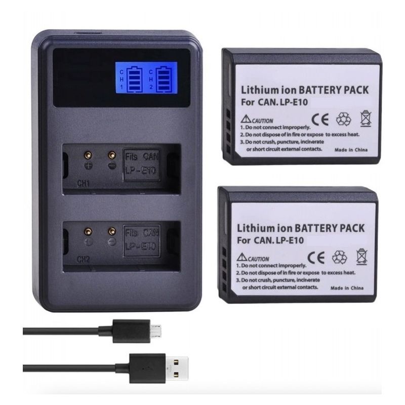 GENERICO - 2 LP-E10 BATERÍA + CARGADOR DOBLE ALTERNATIVO CANON T3 T5 T6 T7 T100