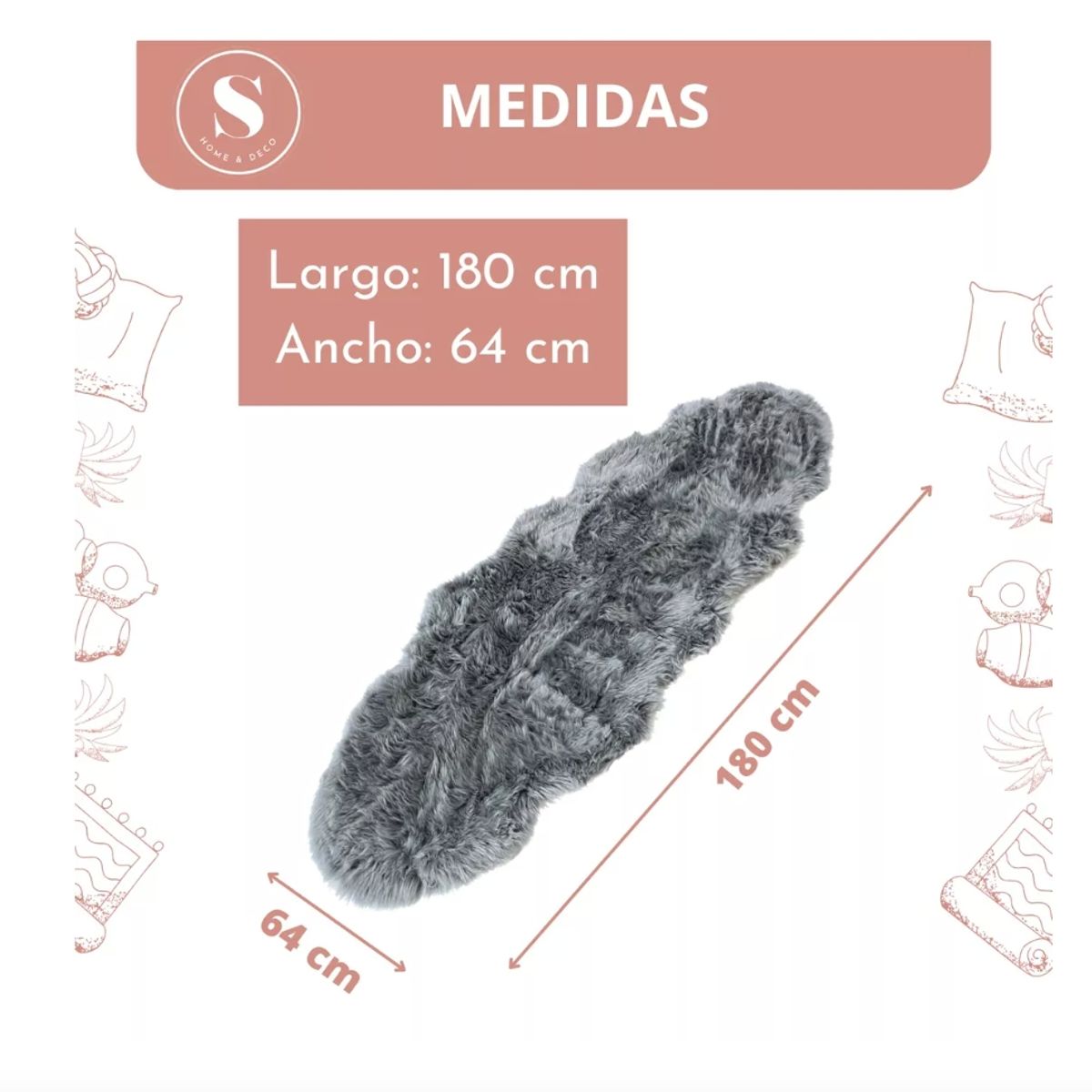 GENERICO - Bajada De Cama Alfombra Peluda Oveja Larga 180x64cm