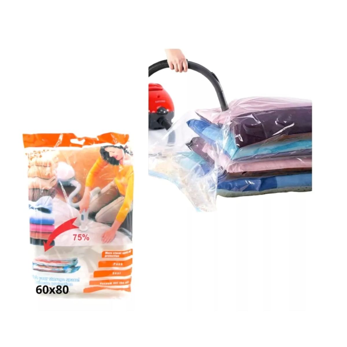 GENERICO - Pack 12 Bolsas Al Vacio Comprimir Ropa Ahorra Espacio 60x80