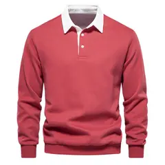BLWOENS - Polerón cerrado con botones corto para Hombre - Rojo