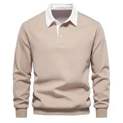 BLWOENS - Polerón cerrado con botones corto para Hombre - Beige