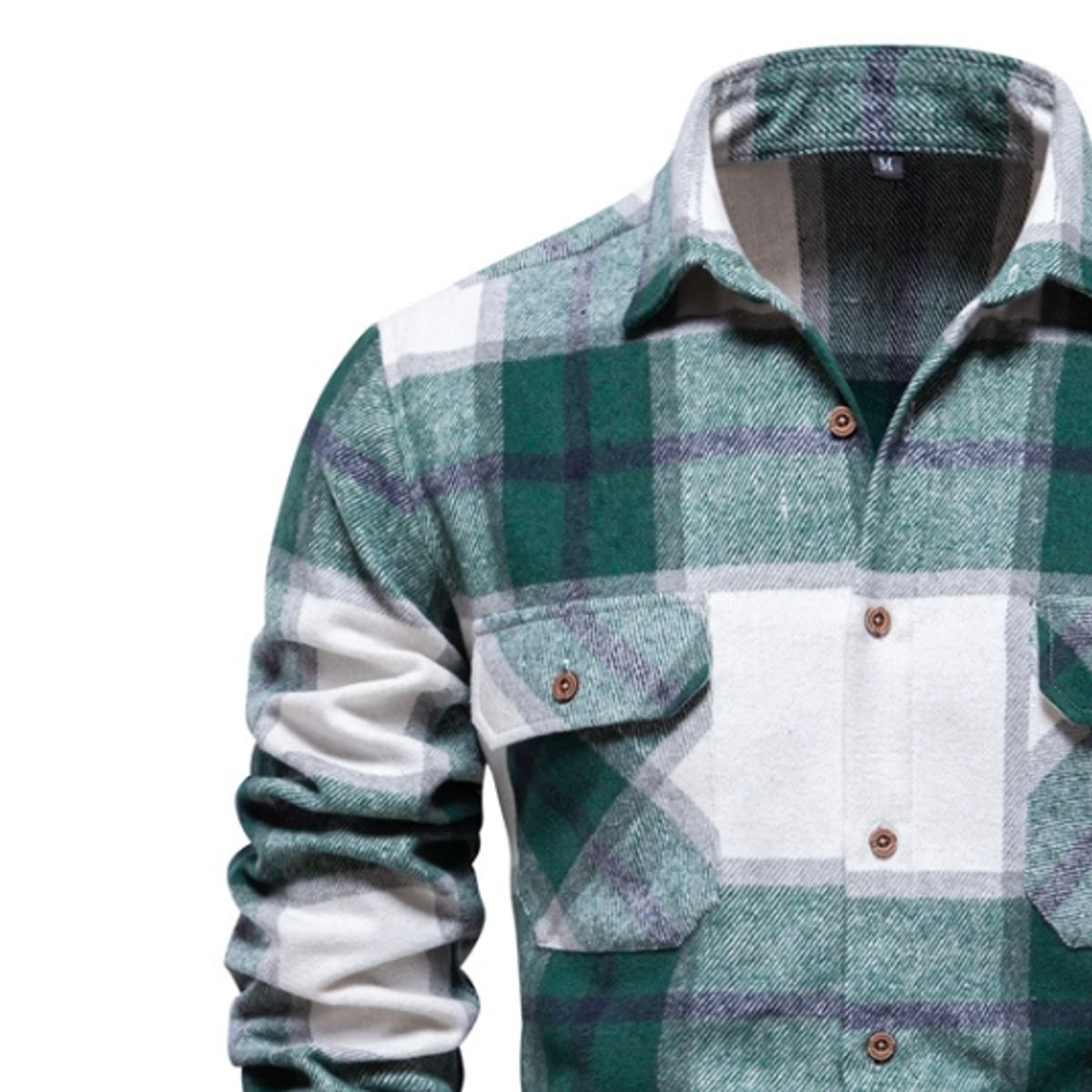 BLWOENS - Camisa a cuadros manga larga para Hombre - Verde