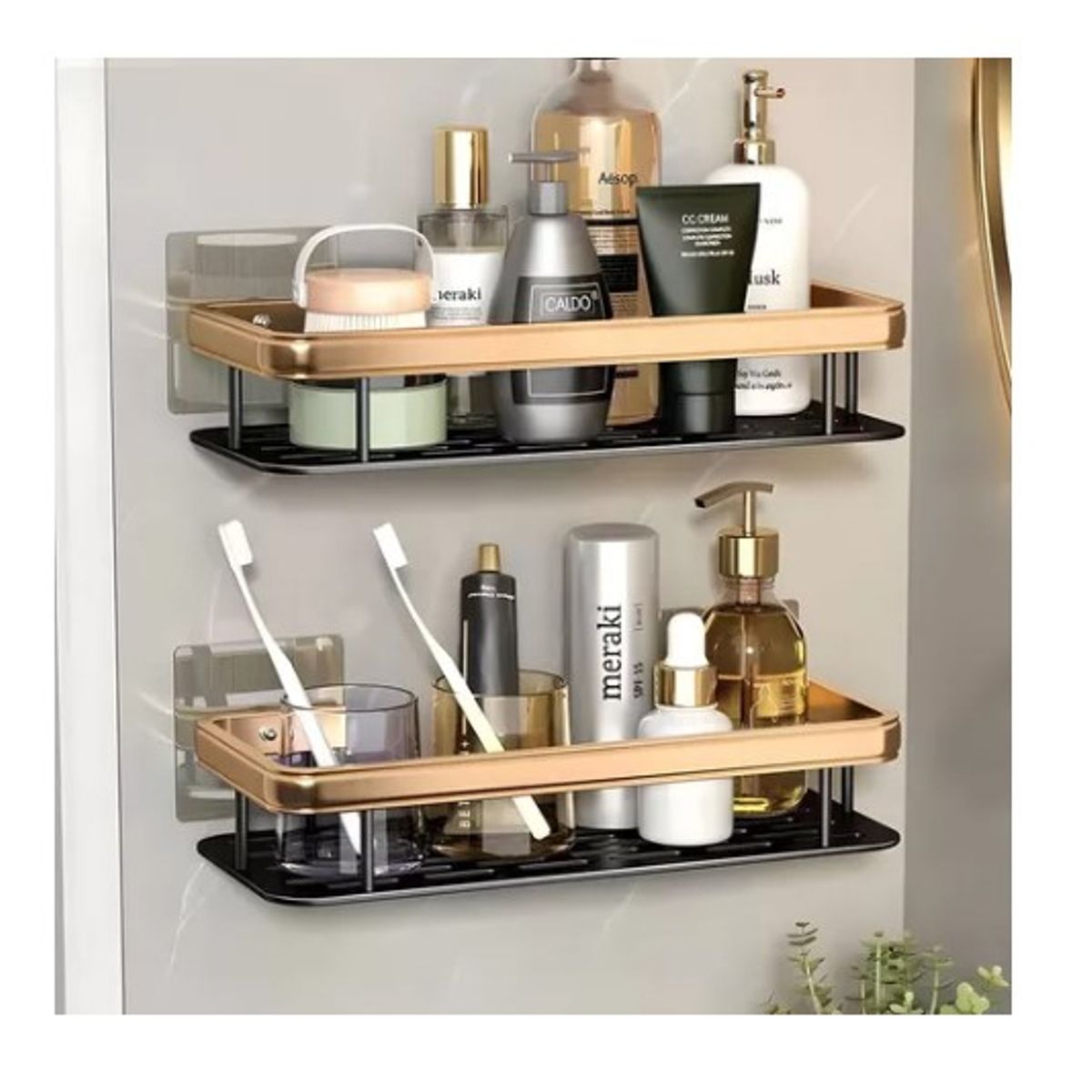 GENERICO - Organizador De Ducha Set X2 Repisa Baño Adhesivo