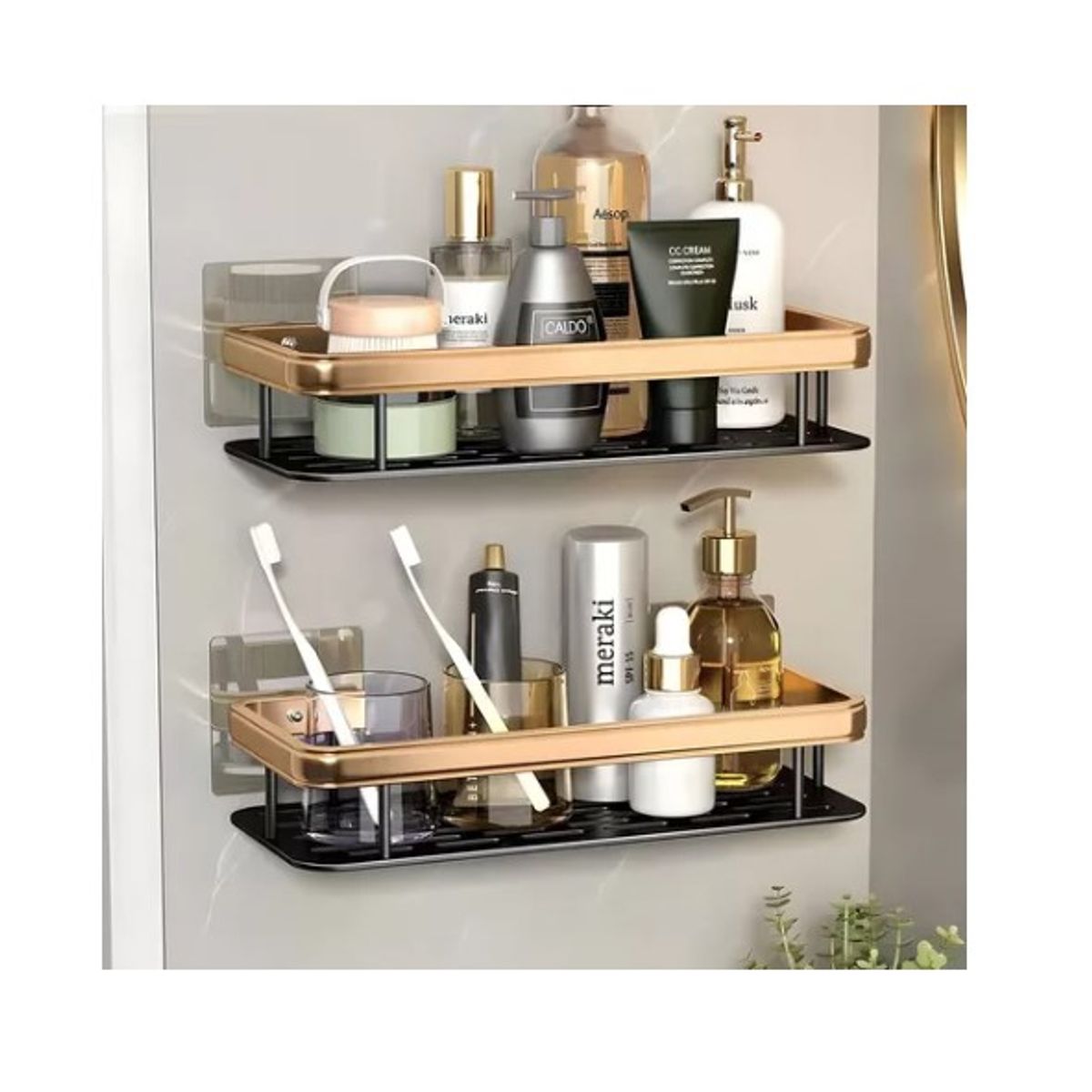 GENERICO - Organizador De Ducha Set X2 Repisa Baño Adhesivo