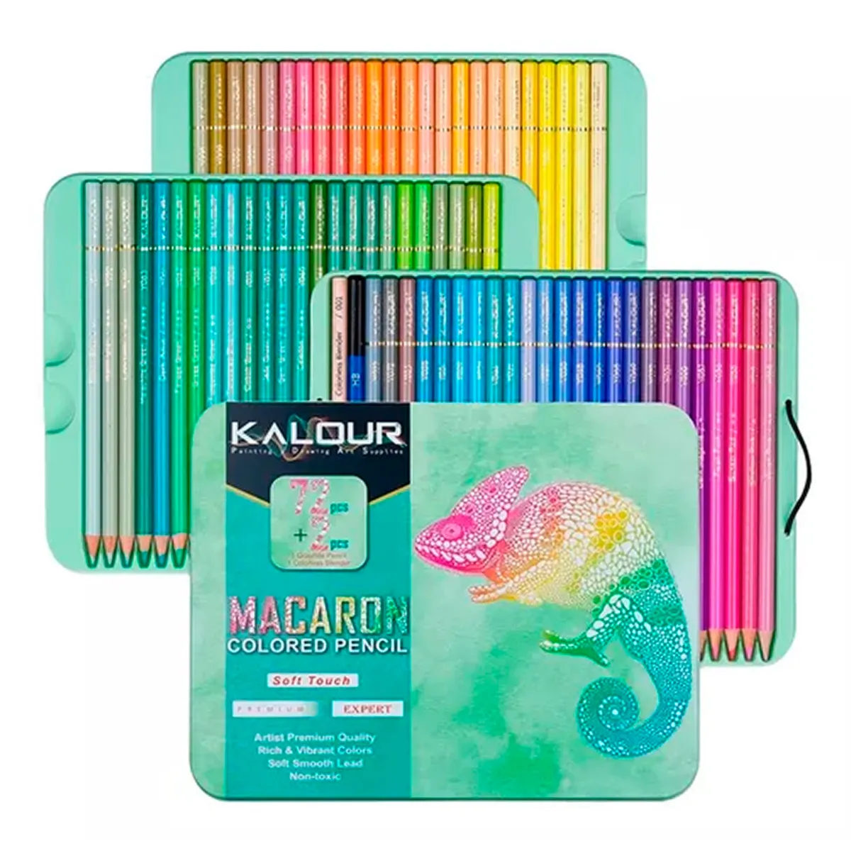OFERTABKN - Set 72 Lápices Colores Macaron, Dibujo Arte Caja Metálica