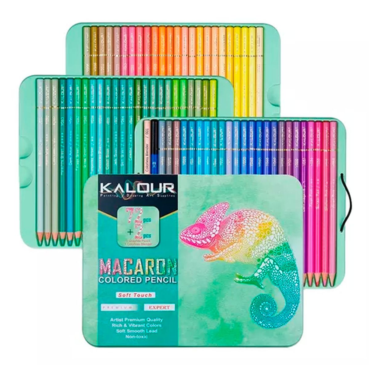 OFERTABKN - Set 72 Lápices Colores Macaron, Dibujo Arte Caja Metálica