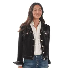 BLWOENS - Chaqueta con botón y bolsillo para mujer - Negro