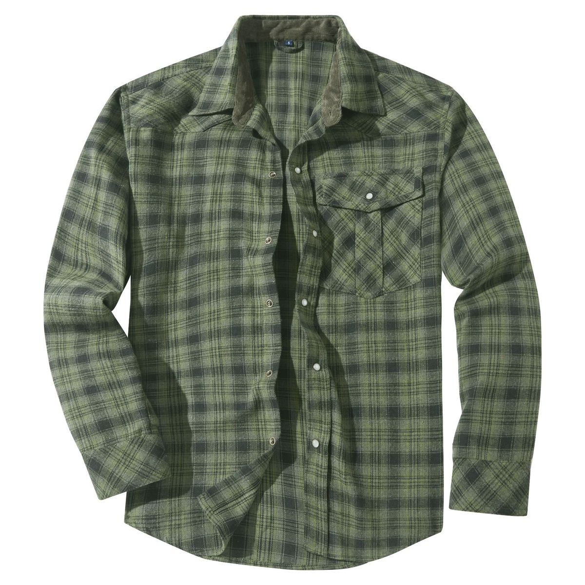 BLWOENS - Chaqueta a cuadros con botones para hombres -Verde