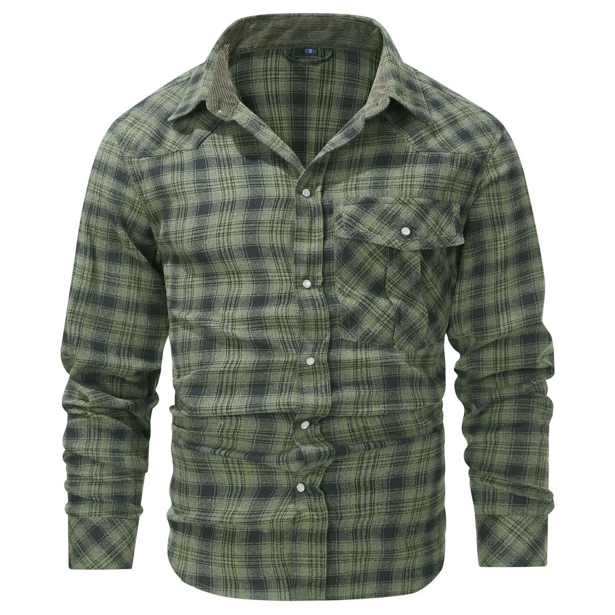 BLWOENS - Chaqueta a cuadros con botones para hombres -Verde
