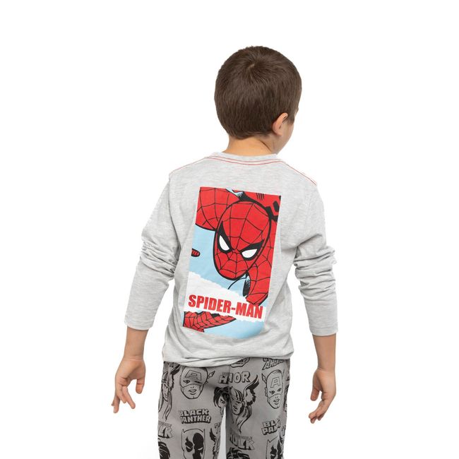 MARVEL - Polera Manga Larga Niño Caras Spiderman Gris Marvel