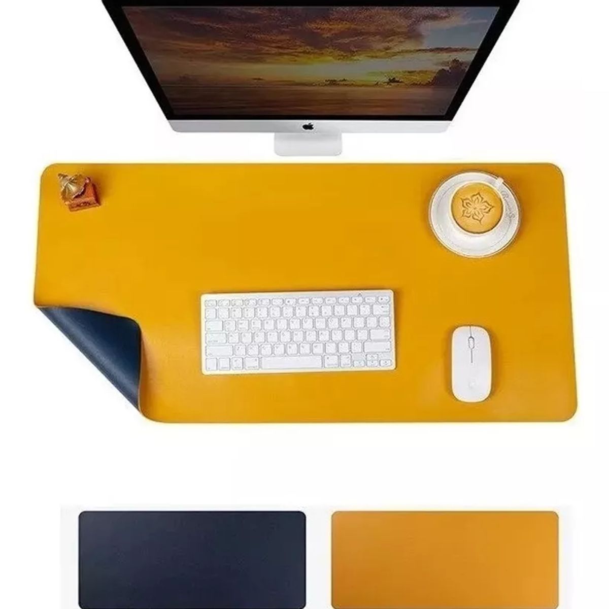 GENERICO - Alfombrilla Mousepad De Cuero Impermeable Reversible 80x40