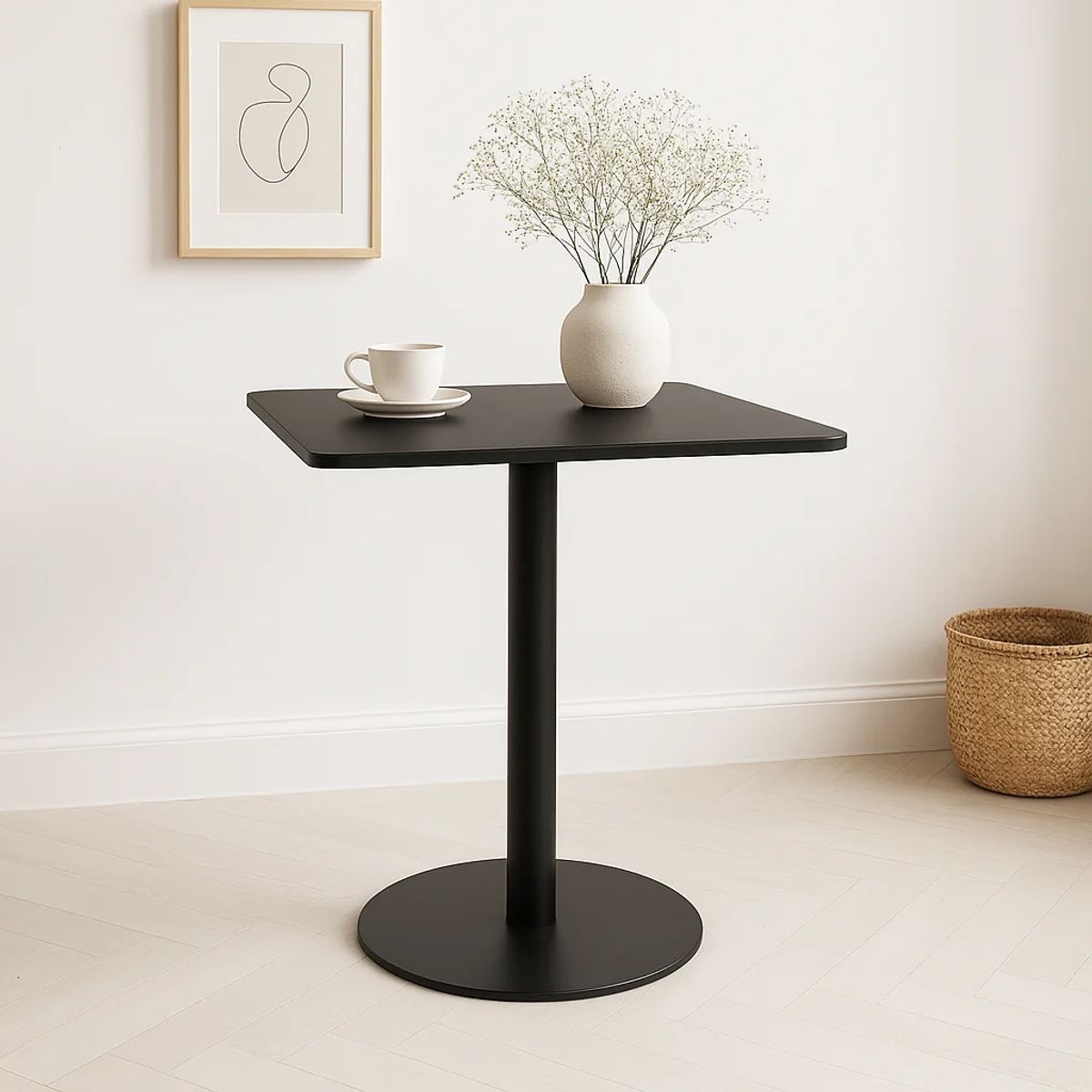 KLIK - Mesa restaurant 70x70 Tubo Metal cubierta MDF KLIK