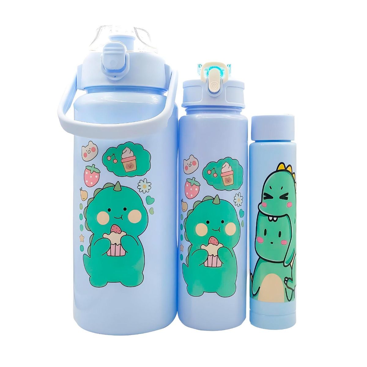 GENERICO - Botellas de Agua Motivacional 2000ml, 800ml y 290ml 3 en 1 - Celeste