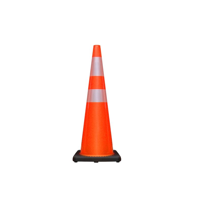 QRUBBER - Cono Vial 90cm 2 Cintas Base Caucho QRubber
