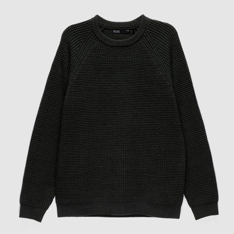 BUBBA - Sweater Knitted Dark Green Black Bubba
