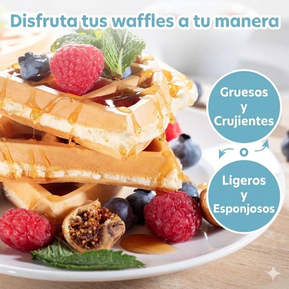GENERICO - Wafflera Redonda Electrica Acero Inoxidable Maquina De Waffles Antiadherente Calidad FIGOIMPORT