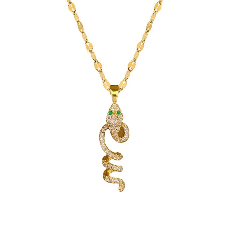GENERICO - Collar De Serpiente Cadena Acero Inoxidable - Baño Oro 18k