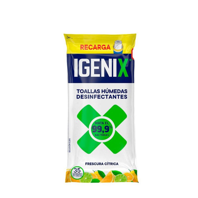 IGENIX - Toallas Húmedas Wipes Desinfección Frescura 35u