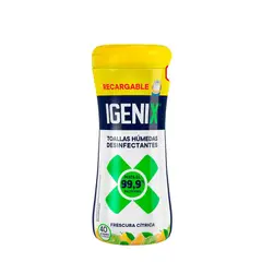 IGENIX - Toallas Húmedas Wipes Desinfección Frescura Cítrica 40u