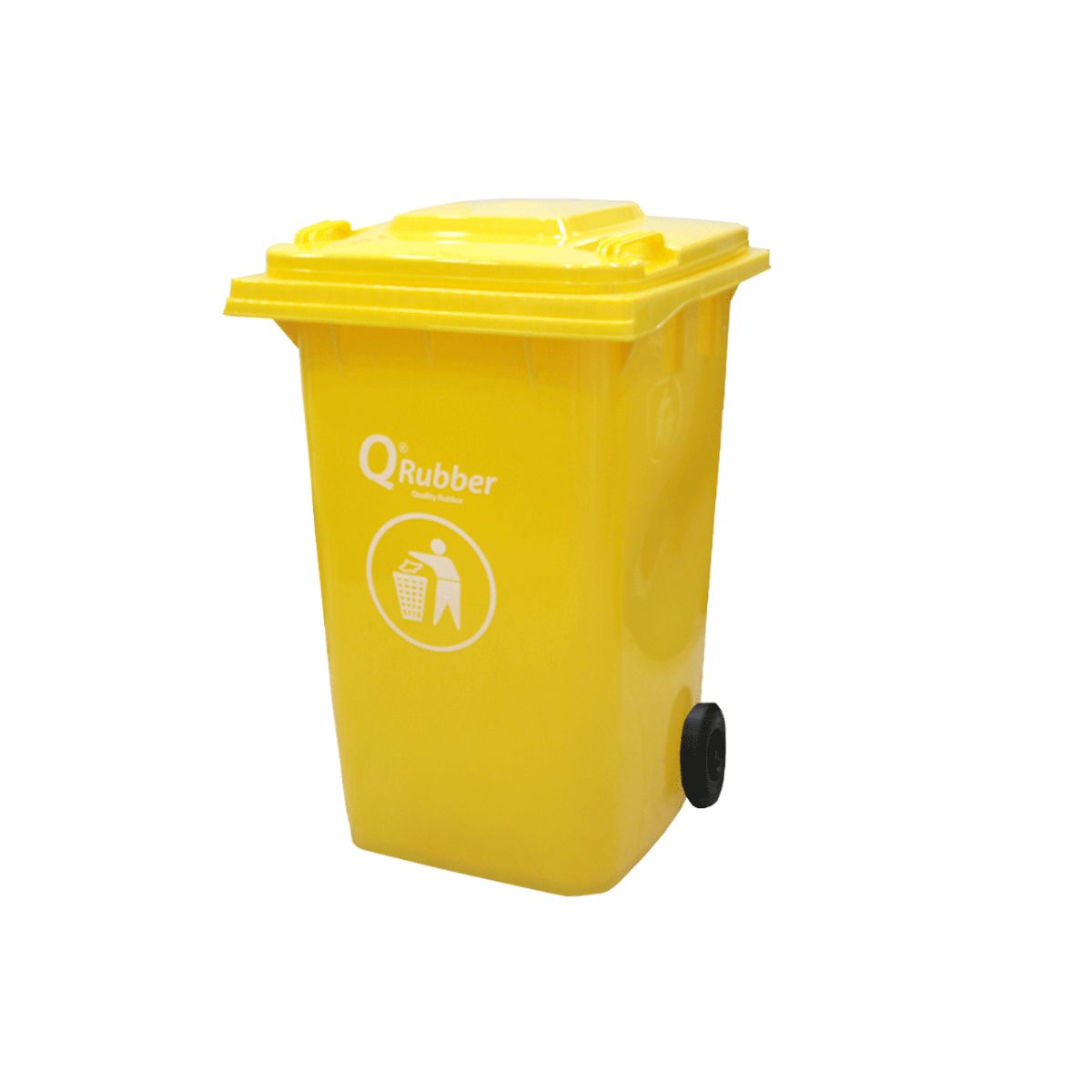 QRUBBER - Basurero Contenedor Basura amarillo 360lts QRubber